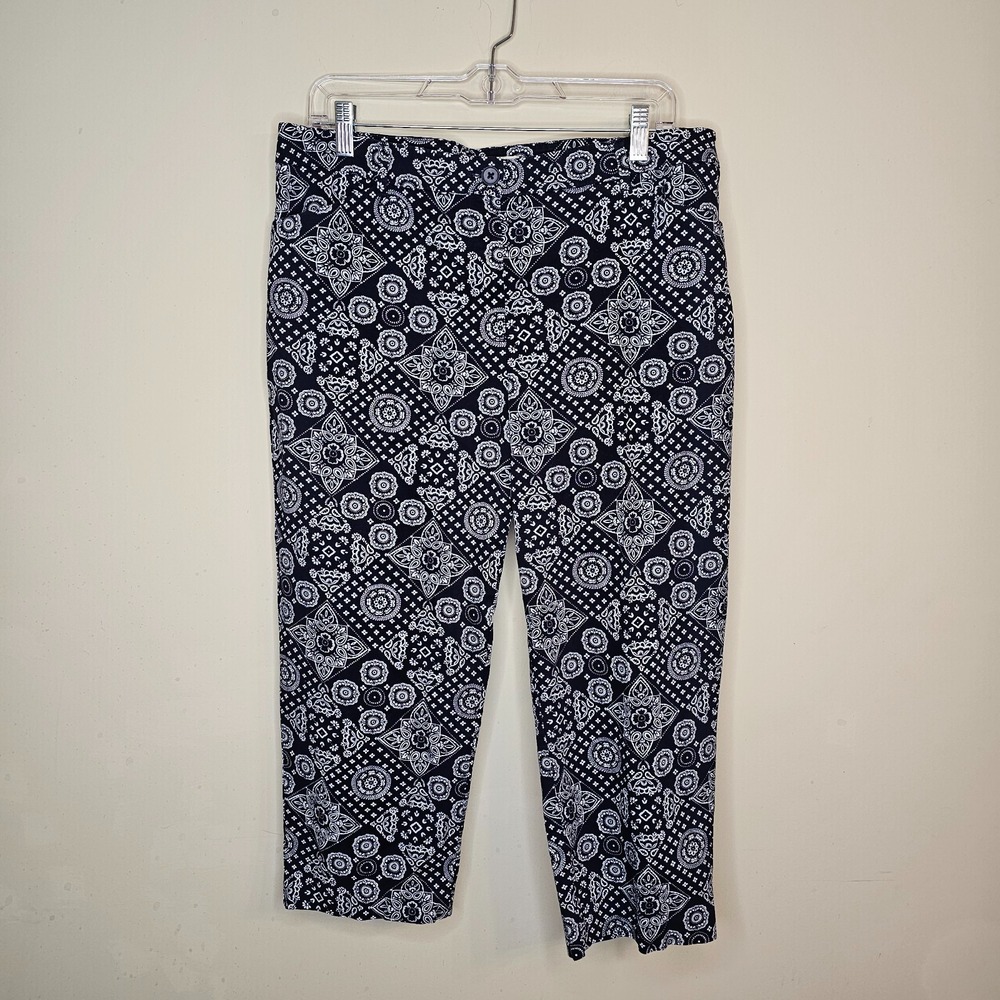 Women's‎ Talbots Capri Pants Dark Blue/White Size 12